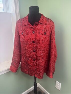Laura Ashley Red Textured Button-Front Blazer Jacket 3X